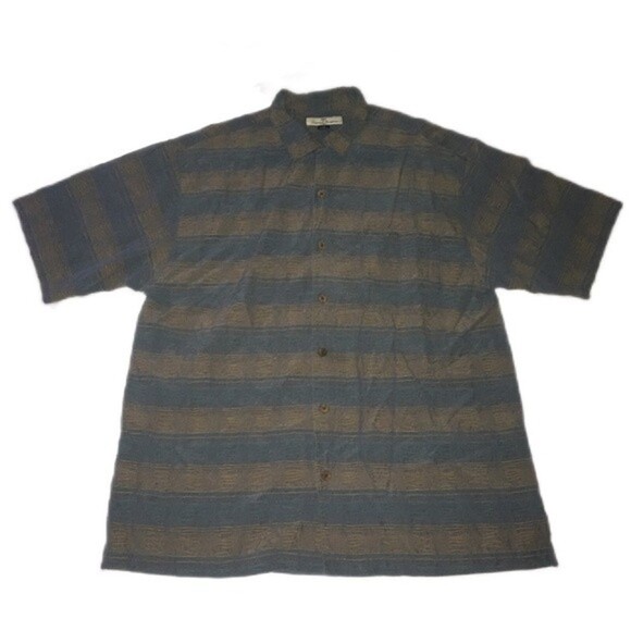 Tommy Bahama Men’s Short Sleeve Button Up Silk Shirt Green/Blue Size Medium - Picture 1 of 5